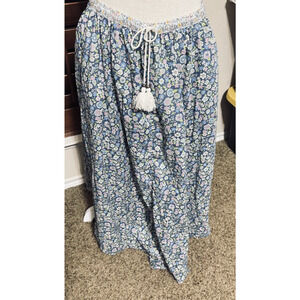 American Eagle Ditsy Floral Pull-On Midi Skirt Cottagecore Boho Cotton Size L